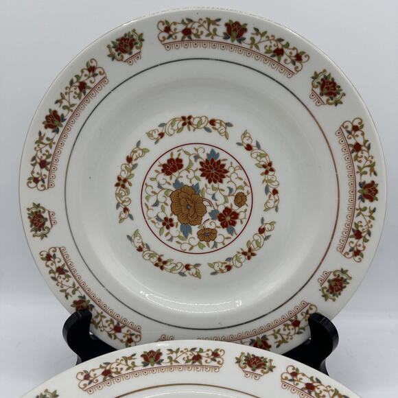 Vintage Red Green and Gold Great China Plates Set Of 4 Fall Table Decor - Picture 2 of 3
